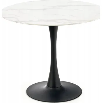 Jídelní stůl Halmar AMBROSIO stůl kulatý deska - bílý mramor / černý - 90 cm
