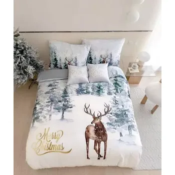 Povlečení Vánoční sada povlečení s 3D efektem 140 x 200, 70 x 90 cm zipový uzávěr