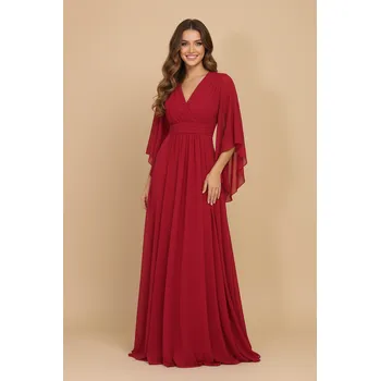 Dámské šaty EVA & LOLA Družičkovské šaty MARTHE červené Barva: Červená, Velikost: M