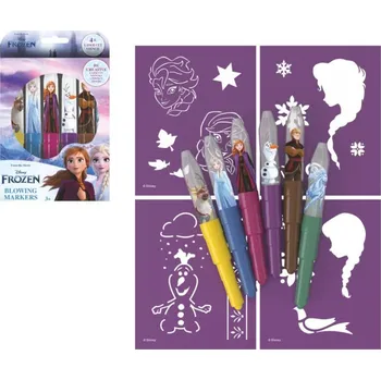 Fixy foukací 6ks se šablonami Ledové království/Frozen v krabičce 12x19cm