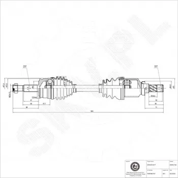 Poloosa kola Přední levá hnací hřídel Mitsubishi Colt VI Smart Forfour PMR980747 ESEN SKV
