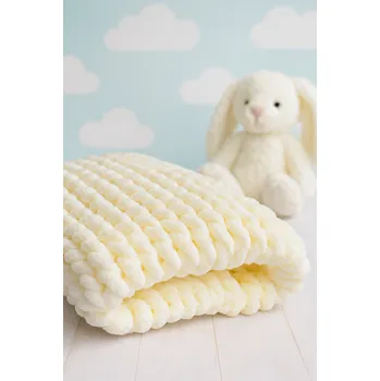 Pletuska.cz - Deka pletená ručně z příze Puffy - smetanová