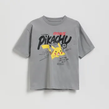 Chlapecké tričko Reserved - Tričko s potiskem Pokémon - tmavě šedá - 452HF-90X - 452HF-90X-134