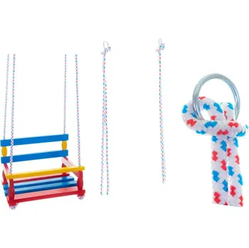 Dětská houpačka Houpačka dřevo barevná 38x30cm nosnost 80kg v sáčku