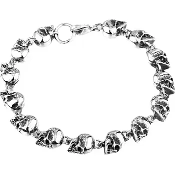 Náramek B-TOP Pánský nerezový náramek s lebkami Délka: 20,5cm