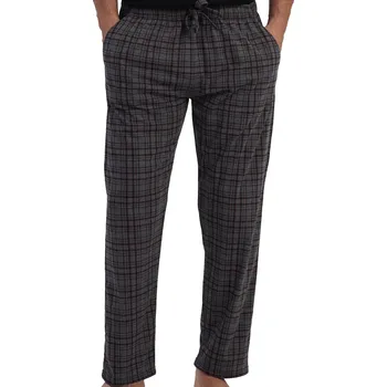 Pánské pyžamo Pánské bavlněné pyžamové kalhoty tmavě šedé káro pohodlné 1P2012 šedá xl