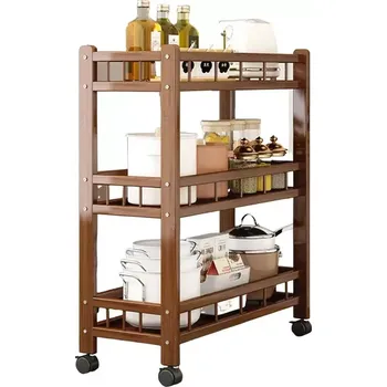 Servírovací stolek Servírovací stolek, kolečka, dřevo, hnědá, KAHIRA