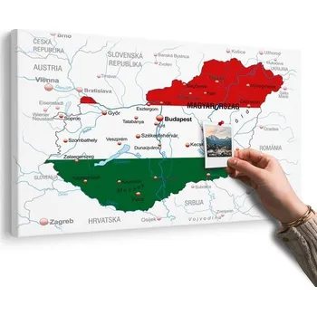 Obraz Dovido Obraz na korku mapa Maďarska vo farbe vlajky