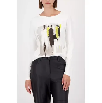 Dámské tričko MONARI FASHION CONTRASTS dámské triko bílé s potiskem a kamínky