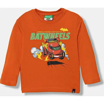 Chlapecké tričko Dětské bavlněné tričko s dlouhým rukávem United Colors of Benetton 35RYG10KE.P.seasonal oranžová 22X, vel. 116