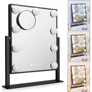 Zrcadlo Kosmetické zrcátko s LED podsvícením, 9 LED diod, Hollywood styl s 9 žárovkami