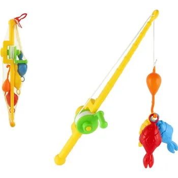 Hra ryby/rybář plast 3ks+prut 50cm 2 barvy v síťce
