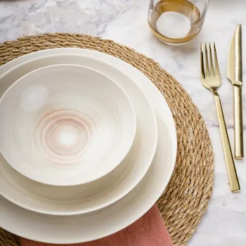 Jídelní sada 24 ks béžová/porcelán