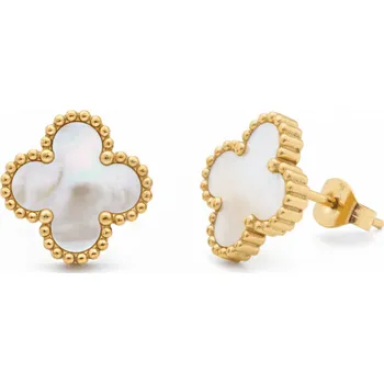 Náušnice Jemné náušnice White Clover z pozlacené chirurgické oceli 316L č. 1858 (Kopírovat) - 1 cm