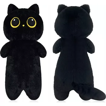 plyšák Plyšový polštář dlouhá kočka s velkýma očima černá 60cm