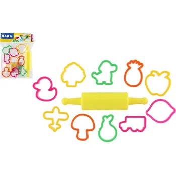 Modelovací hmota Tvořítka/Vykrajovátka NARA na modelínu s válečkem plast 15x19cm