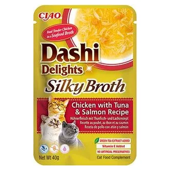 Krmivo pro kočku INABA FOODS Churu Cat Dashi Delights Silky Broth Chick&Tun&Salm40g