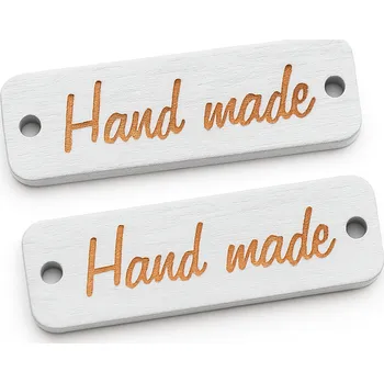 Příze Dřevěná cedulka HANDMADE bílá – 30 × 10 mm