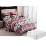 Sada mikroplyšového povlečení TWINKLE CHRISTMAS barevné + prostěradlo mikroplyš SOFT 180x200 cm bílé, dvoulůžko