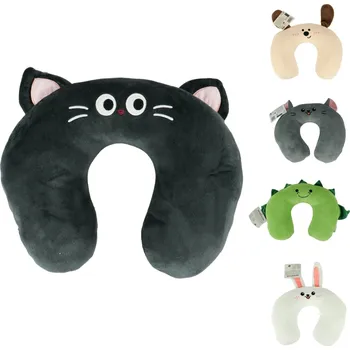 Dekorativní polštářek AKCE Cestovní polštářek TRAVEL FRIENDS 33x25 cm plyšový MIX BAREV