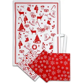 Utěrka Vánoční utěrky - sada 3ks+plátěná taška, 50x70 cm (Kuchyňská utěrka Vánoce)
