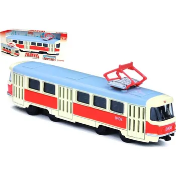 Hračka Tramvaj Tatra T3 česká kovová 16cm retro na zpětný chod v krabičce 20x8x6cm CZ design