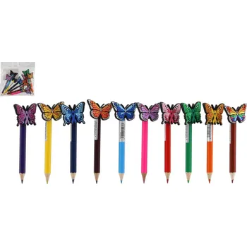 Vánoční ozdoba Ozdoba na tužku motýl/motýlek + pastelka plast/dřevo mix druhů