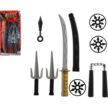 Ninja sada meč s doplňky plast na kartě 26x62cm