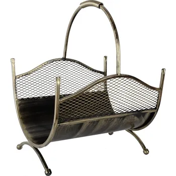 Dekorativní koš na dřevo CRISS zlatý