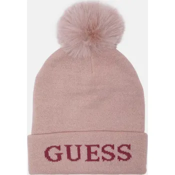 Čepice GUESS Logo Pom růžová