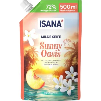 Mýdlo Isana tekuté mýdlo na ruce sunny oasis 500ml NÁHRADNÍ NÁPLŇ - broskev a jasmín