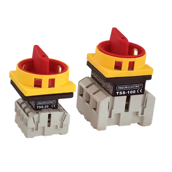 spínač Bezpečnostní hlavní vypínač žluto-červený Tracon TSS-80/4 400V, 50Hz, 80A, 4P, 22kW, 64×64mm (Tracon TSS-80/4)
