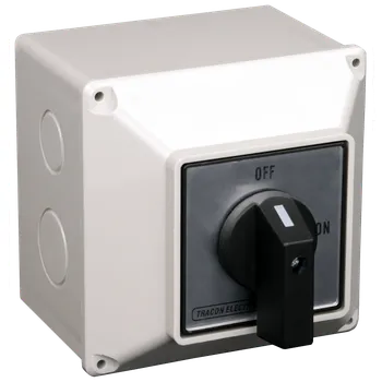 spínač Krabicový bezpečnostní vypínač Tracon TS-63/4T65 400V, 50Hz, 63A, 4P, 18,5kW, 64×64mm, IP65 (Tracon TS-63/4T65)