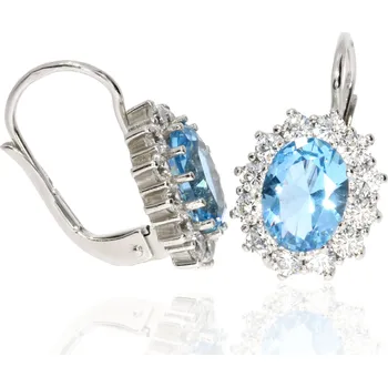 Náušnice Zlatnictví Helios Stříbrné náušnice na patenty modrý zirkon