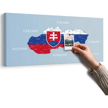Obraz Dovido Obraz na korku mapa Slovenska se státním znakem