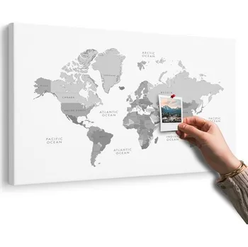 Obraz Dovido Obraz na korku černobílá mapa světa ve vintage vzhledu