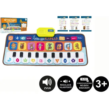 Hudební nástroj pro děti Elektronická hrací podložka pianko Zvířátka a jejich kapela 80x37cm na baterie CZ v krabici 38x1