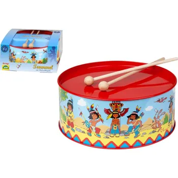 Hudební nástroj pro děti Bubínek indiáni kov průměr 20cm výška 9cm bez popruhu