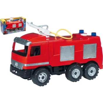 autíčko Mercedes auto hasiči plast 60cm stříkací vodu nádržka 1,6l v krabici 68x38x27cm