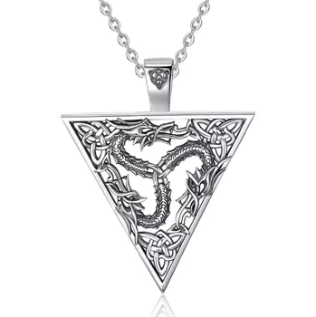 Náhrdelník For Silver Vintage náhrdelník Dragon s keltským uzlem a trojicí dračích hlav - Stříbro 925