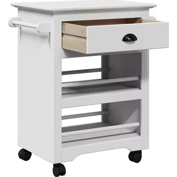 Servírovací stolek Servírovací stolek, kolečka, dřevo, bílá, NORMAN