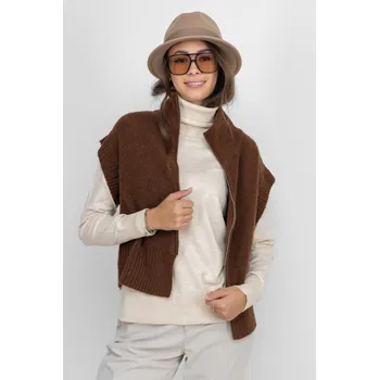 Dámská vesta Vero Moda pletená vesta na zip Bang čokoládová Velikost: XS