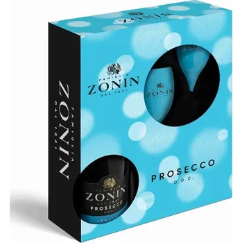 Víno ZONIN Prosecco D.O.C. BRUT 0,75 KRABIČKA + dvě skleničky