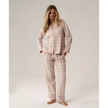 Dámské pyžamo Dámské bavlněné pyžamo ATLANTIC velikost XL ecru/purple