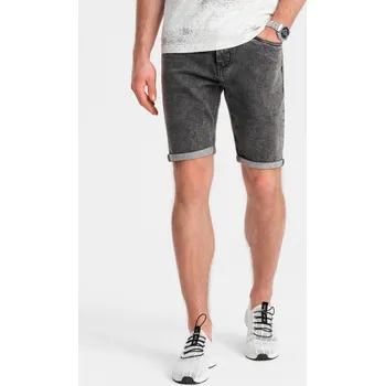 Pánské džínové šortky s ohrnutými nohavicemi - šedé V3 OM-SRDS-0134 - XXL