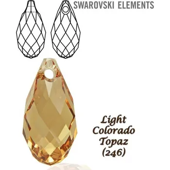 Náušnice Swarovski 6010 Briolette Pendant 17x8,5mm. Barva LIGHT COLORADO TOPAZ