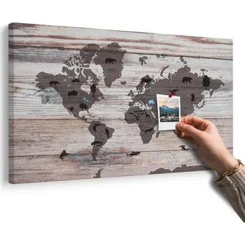 Obraz Dovido Obraz na korku mapa na dřevěném podkladu