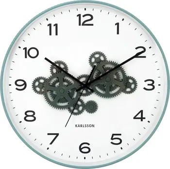 Hodiny Nástěnné hodiny Karlsson Open Gear 40 cm zelená barva KA6093BL 67X