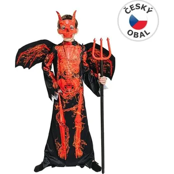 Karnevalový kostým Šaty na karneval - čert kostra, 130 - 140 cm