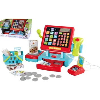 Hra na obchod Pokladna dotyková s doplňky plast na baterie se zvukem v krabici 35x22x15cm